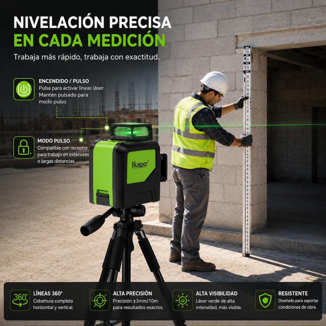 Nivel laser Huepar con proteccion IP54